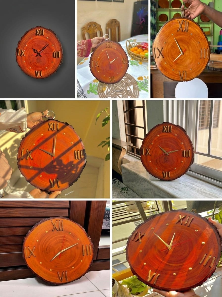 Rustic Wooden Wall Clock