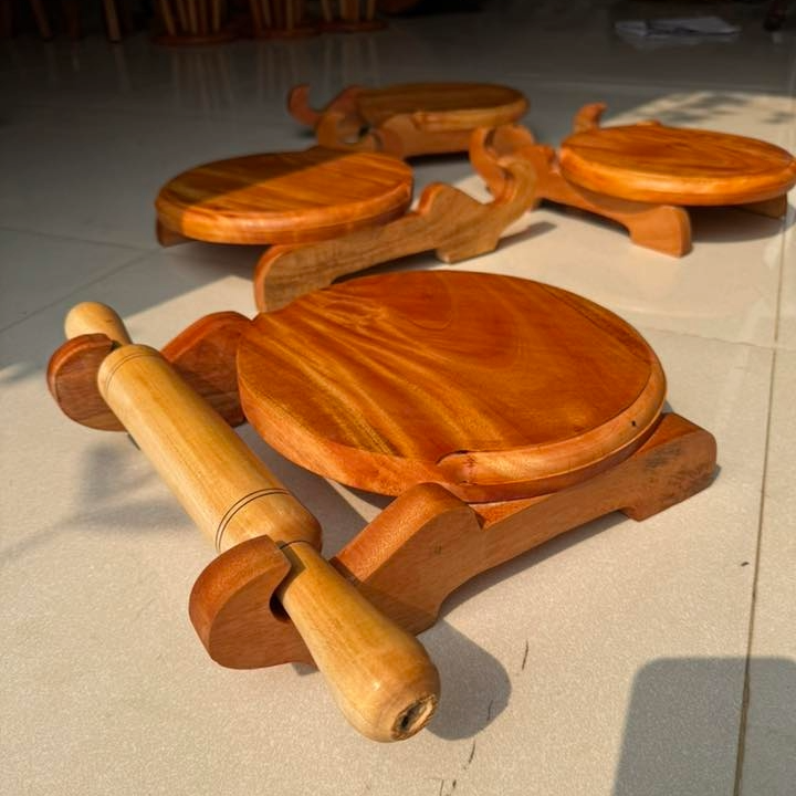 Premium Handcrafted Wooden Roti Maker Set (Piri & Belon)