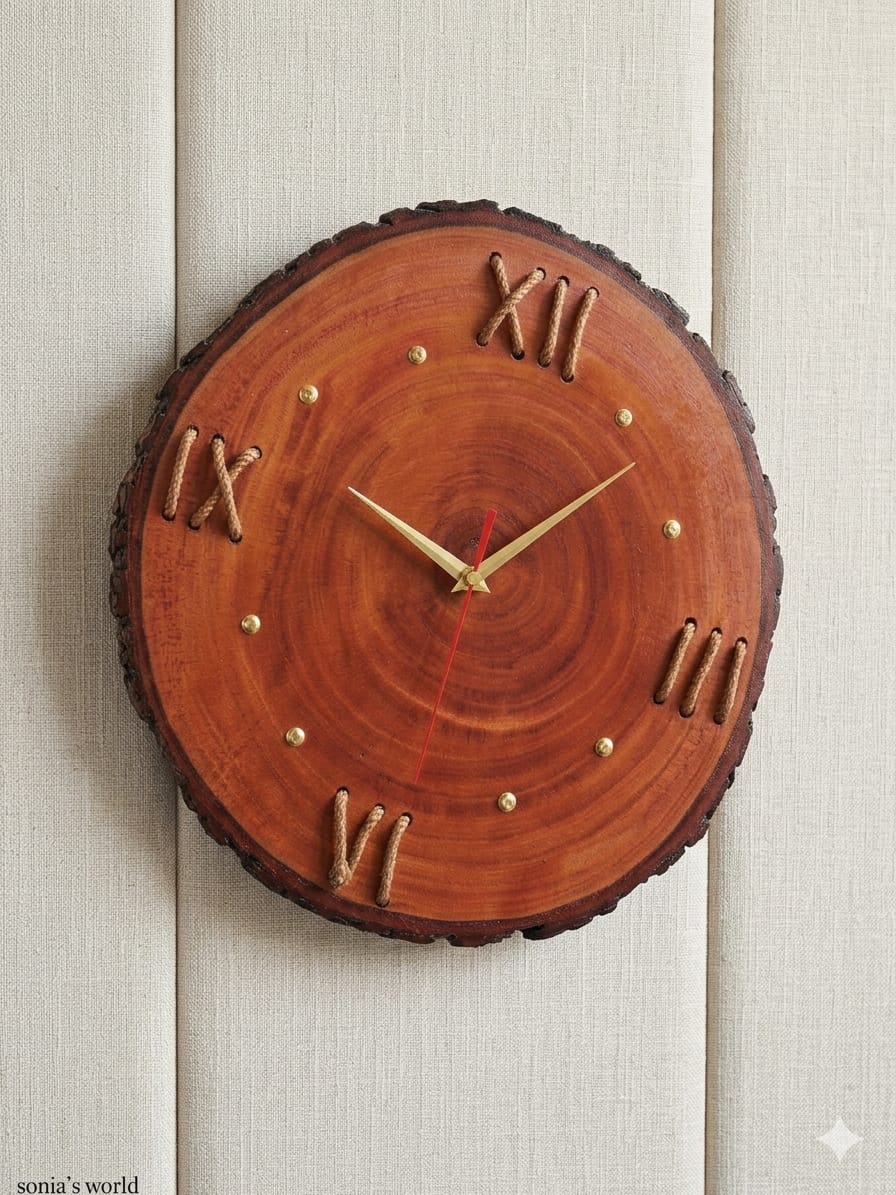 Rustic Wooden Wall Clock