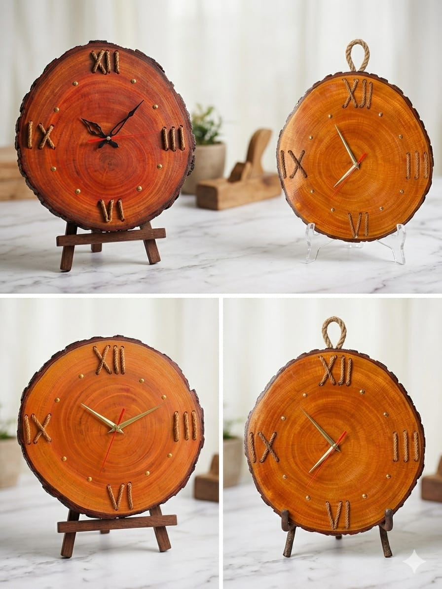 Rustic Wooden Wall Clock