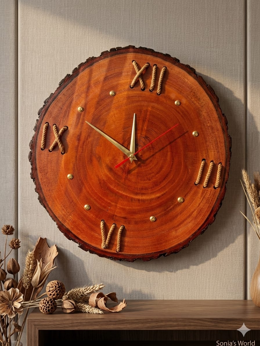 Rustic Wooden Wall Clock