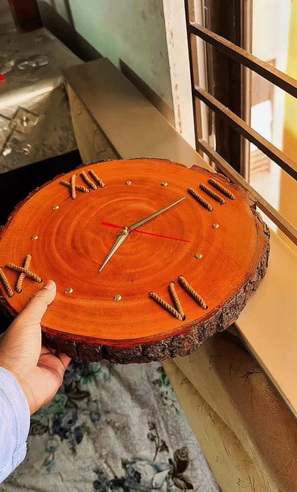 Rustic Wooden Wall Clock