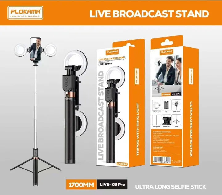 K9 Pro Double LED Selfie Stick Tripod