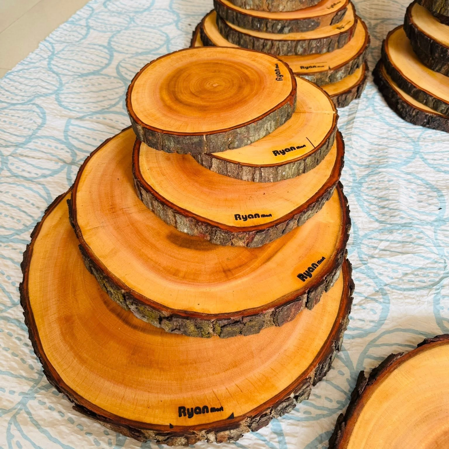 Premium Natural Wood Slices with Bark - Rustic Home Decor