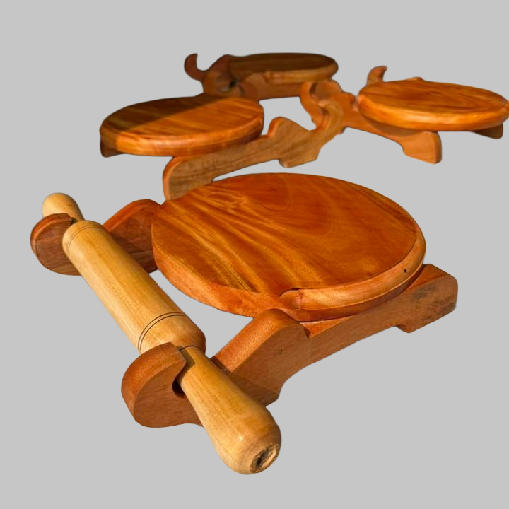 Handmade Wooden Roti Maker Set
